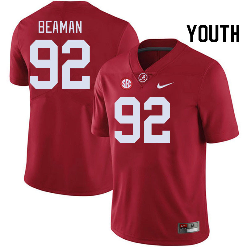 Youth #92 Jeremiah Beaman Alabama Crimson Tide College Football Jerseys Stitched-Crimson